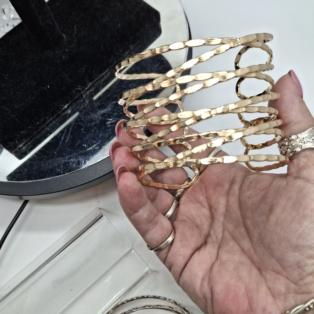 Goldtone Multi-Band Cuff Bracelet